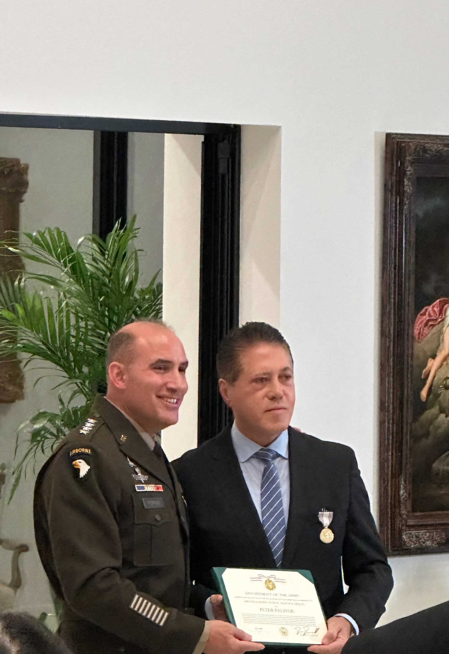 Voice of the Veteran CHMN Peter Palivos Receives U.S. Army’s Highest Civilian Honor-Distinguished Public Service Medal