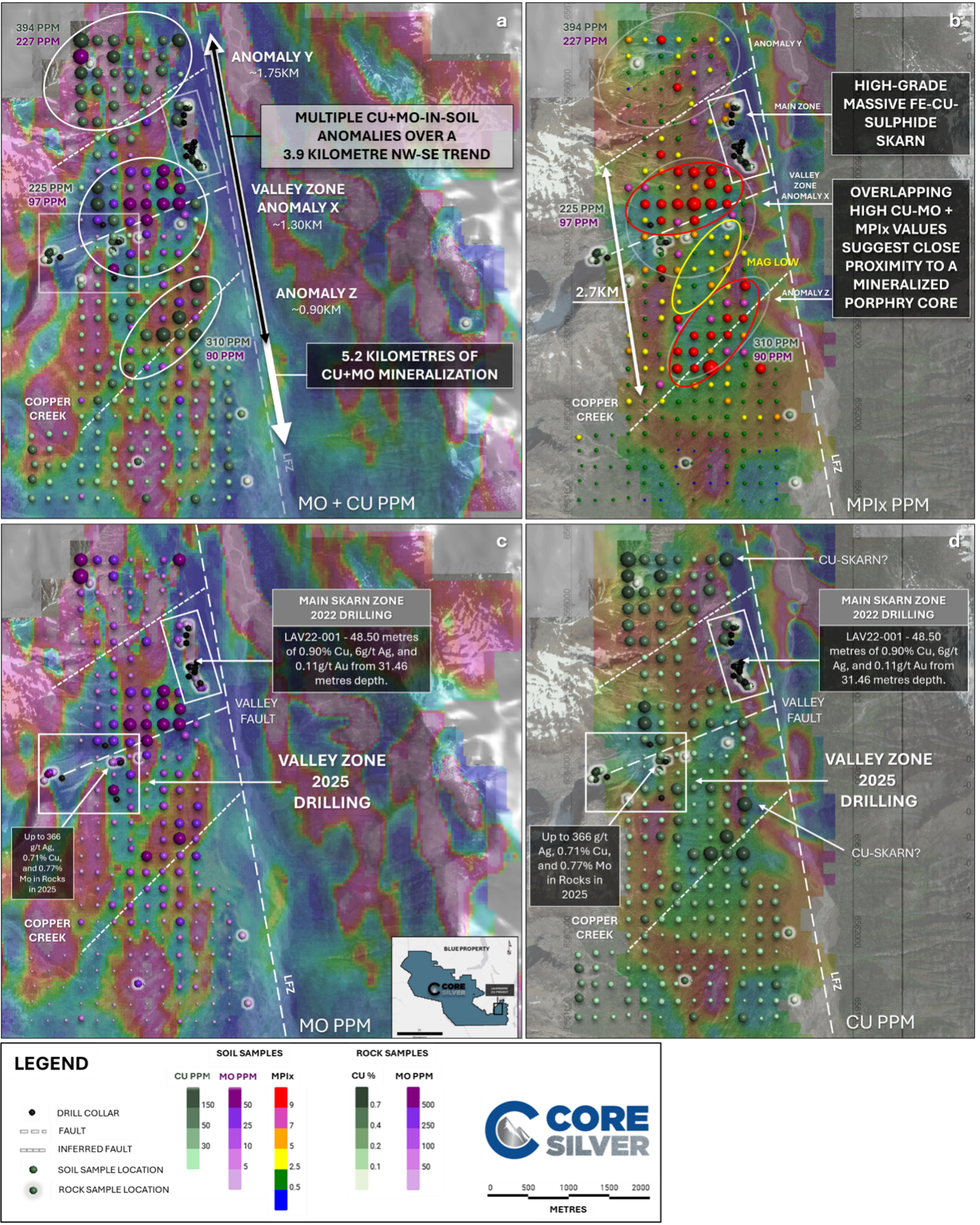 Core Silver Significantly Expands Copper-Molybdenum Footprint at Laverdiere Through Soil Sampling